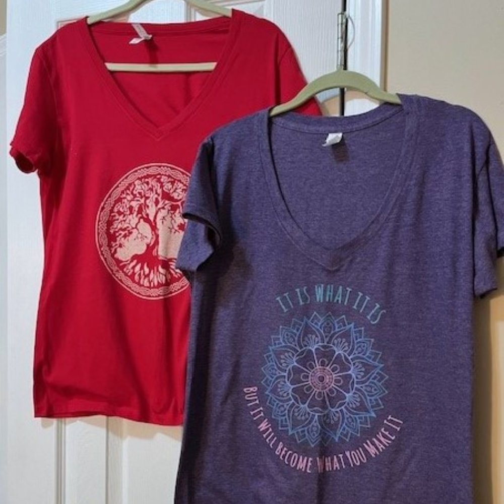 Lot of two 2XL Graphic V-Neck Tees